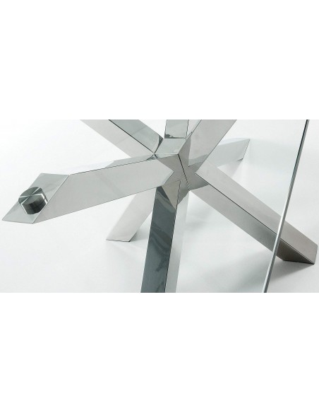 ARYA 200x100 Mesa de vidro transparente de aço inoxidável ARYA 200x100 Mesa de vidro transparente de aço inoxidável