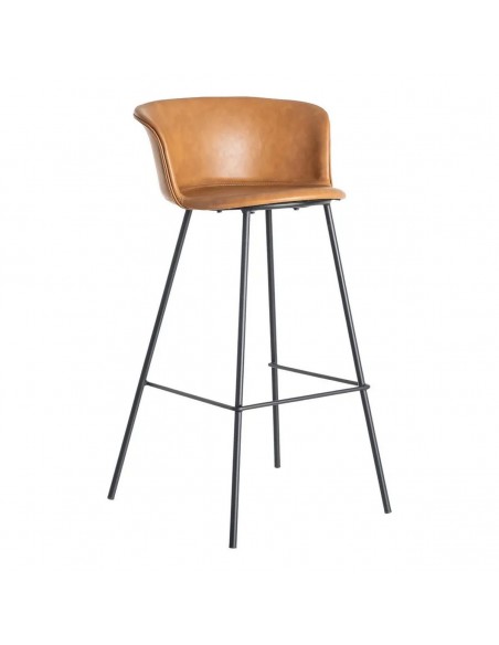 Taburete de estilo industrial ROXIE 75 símil piel y metal negro