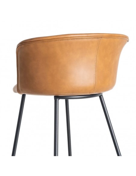 Banqueta estilo industrial ROXIE 75 em pele sintética e metal preto