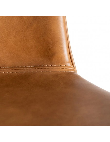 Banqueta estilo industrial ROXIE 75 em pele sintética e metal preto