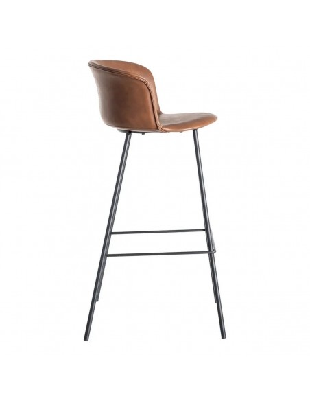 Banqueta estilo industrial ROXIE 75 em pele sintética e metal preto