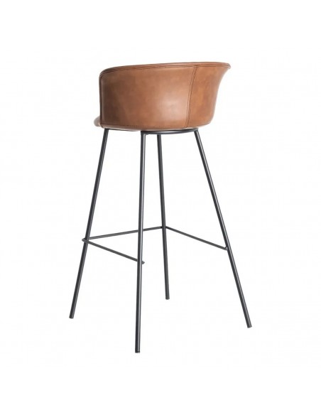 Banqueta estilo industrial ROXIE 75 em pele sintética e metal preto