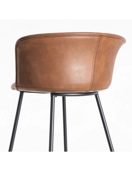 Taburete de estilo industrial ROXIE 75 símil piel y metal negro