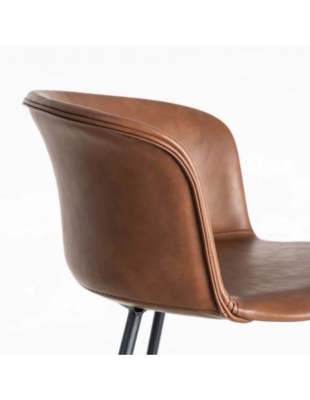 Banqueta estilo industrial ROXIE 75 em pele sintética e metal preto