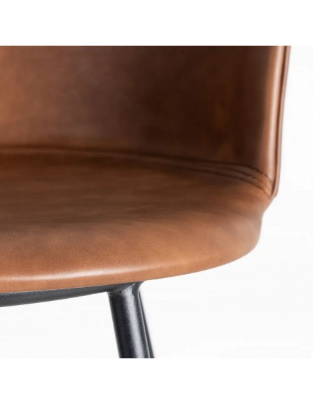 Taburete de estilo industrial ROXIE 75 símil piel y metal negro