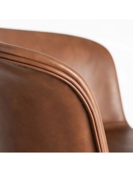 Taburete de estilo industrial ROXIE 75 símil piel y metal negro