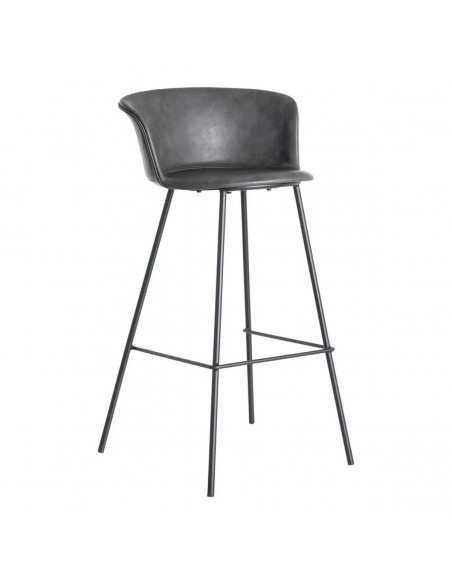 Taburete de estilo industrial ROXIE 75 símil piel y metal negro