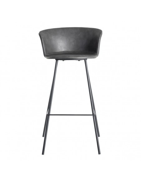 Banqueta estilo industrial ROXIE 75 em pele sintética e metal preto