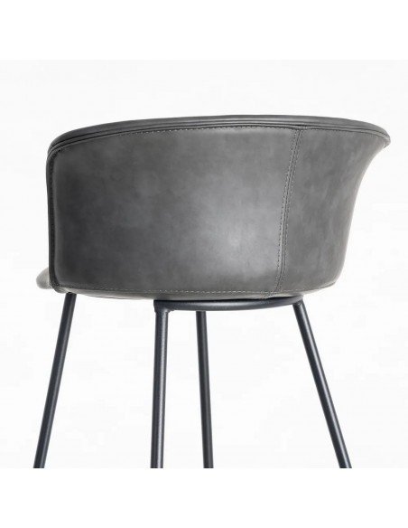 Taburete de estilo industrial ROXIE 75 símil piel y metal negro