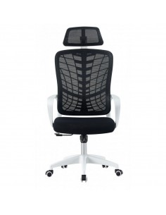 Silla de oficina LLACME, alto, blanco, malla y asiento negro 2