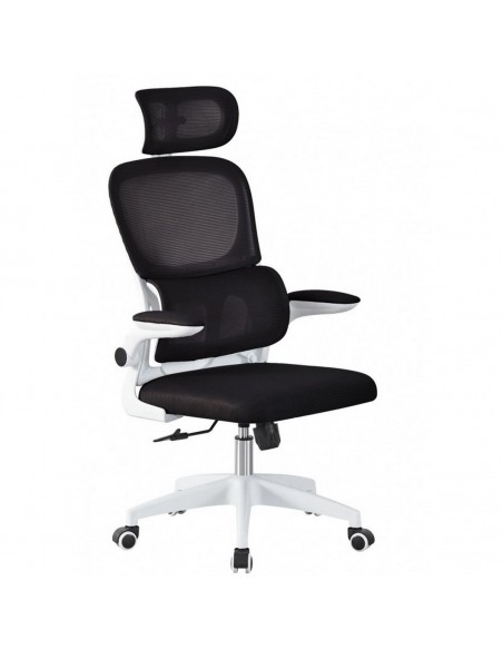 Cadeira de escritório ergonómica e confortável NAYBER, alta, preta e branca