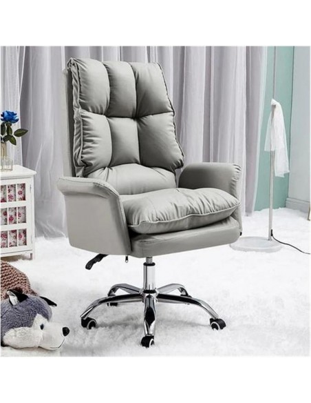 Sillón de oficina giratorio alto INZMA, piel sintética negra, blanca y gris