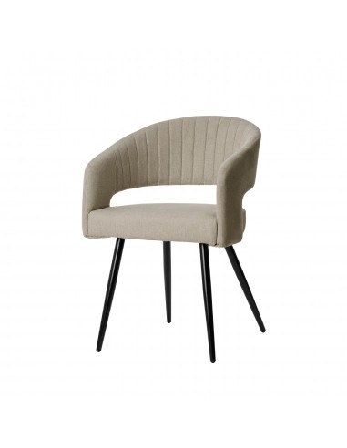 Cadeira de design com braços Kora, tecido Forest e metal preto