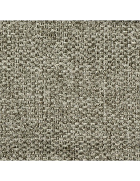 Cadeira de sala ISABELLA, tecido taupe e pés de metal preto.