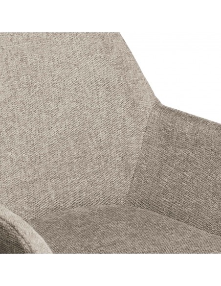 Silla comedor ISABELLA, tela en taupe y patas de metal negro.