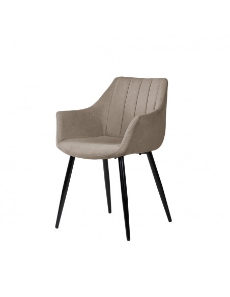 Silla con brazos James, tela, metal negro