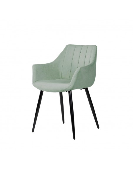 Silla con brazos James, tela, metal negro