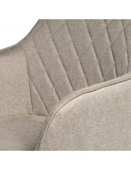 SILLA GIRATORIA con brazos AMALIA, tela y metal negro