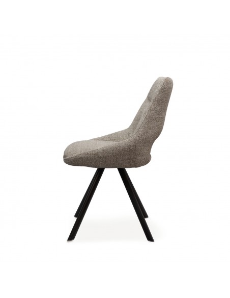 Cadeira de design Zahara em tecido Tango e pernas de aço preto.