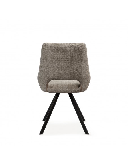 Cadeira de design Zahara em tecido Tango e pernas de aço preto.