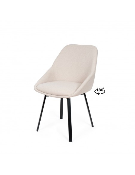 Silla giratoria AMELIE, tela, metal negro