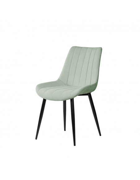 Silla tapizada Janis, tela, metal negro