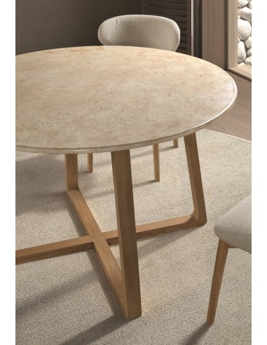 Mesa redonda de mármore Fanny 120 com base de...