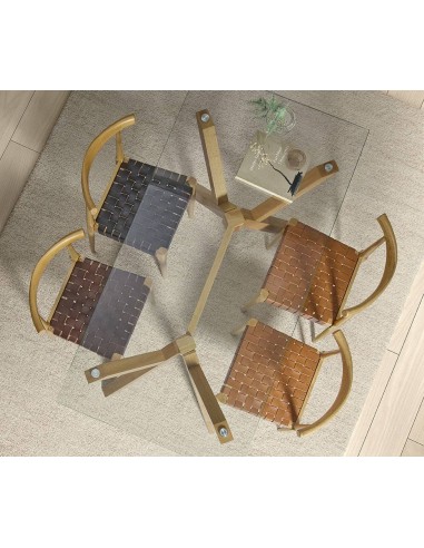 Mesa de cristal JANE 160 x 90, base de madera...