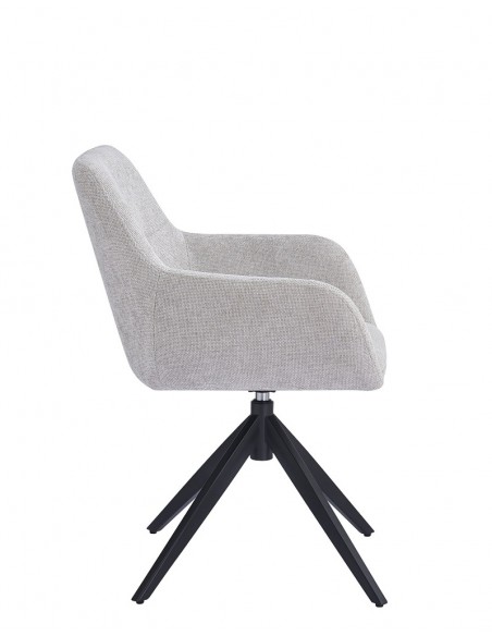 Silla giratoria DALKA en tejido y metal negro