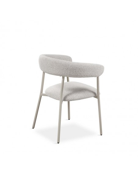 Silla de comedor moderna BANULA en tela gris y metal crema