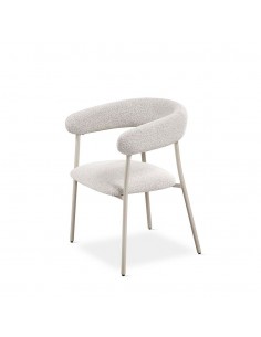 Silla de comedor moderna BANULA en tela gris y metal crema