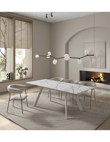 Silla de comedor moderna BANULA en tela gris y...