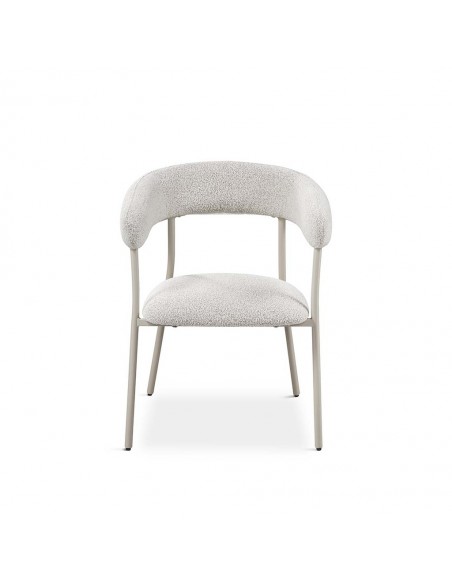 Silla de comedor moderna BANULA en tela gris y metal crema