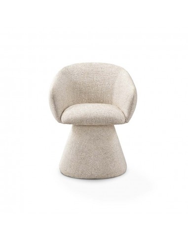 Silla con brazos y base tapizada tejido beige...