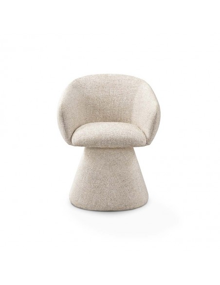 Silla con brazos y base tapizada tejido beige TELLIN
