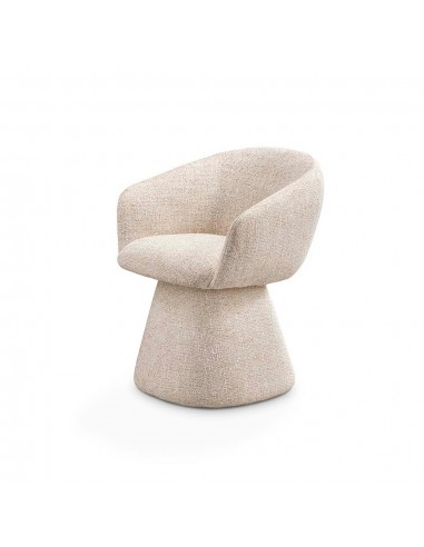 Silla con brazos y base tapizada tejido beige...