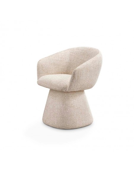Silla con brazos y base tapizada tejido beige TELLIN
