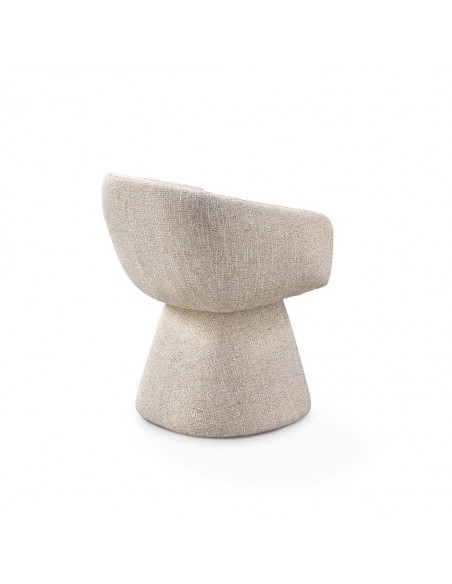 Silla con brazos y base tapizada tejido beige TELLIN