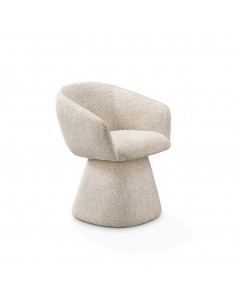 Silla con brazos y base tapizada tejido beige TELLIN