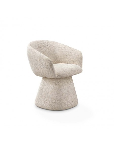 Silla con brazos y base tapizada tejido beige TELLIN