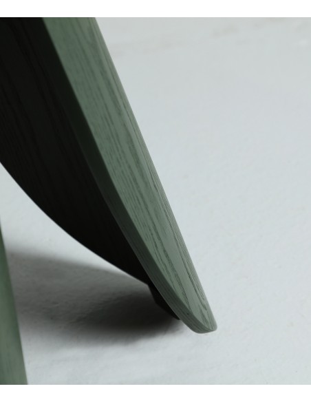 Mesa redonda para comedor de diseño DORSTEN 120, madera en verde mate