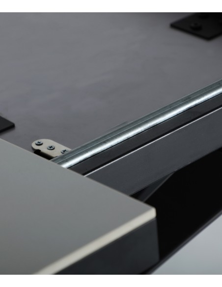 Mesa extensible 180(220) x 90 DROUX, cerámica blanca y base en hierro negro