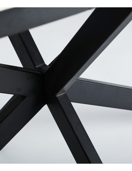 Mesa extensible 180(220) x 90 DROUX, cerámica blanca y base en hierro negro