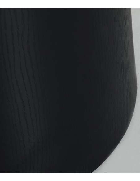 Mesa redonda de salón NOTH 120, símil mármol blanco y base cónica de madera negra