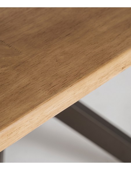 Mesa cuadrada 100 x 100 de comedor ARGOA madera natural y metal negro