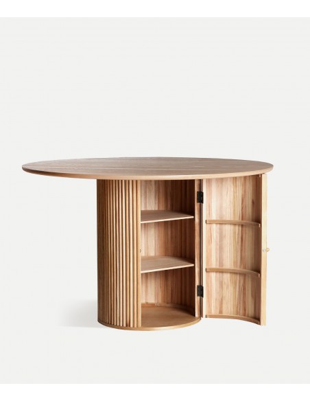 Mesa de bar redonda SKAGEN 120 para sala de estar em madeira natural