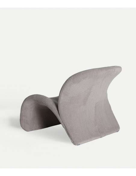 Sillón de diseño art deco VIANNE en tejido pana gruesa naranja o gris