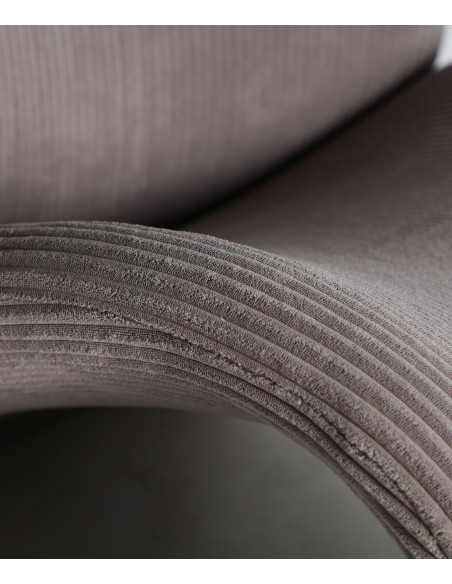 Sillón de diseño art deco VIANNE en tejido pana gruesa naranja o gris