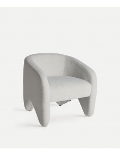 Sillón de diseño art deco STADEN tejido blanco roto