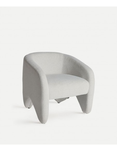 Sillón de diseño art deco STADEN tejido blanco roto